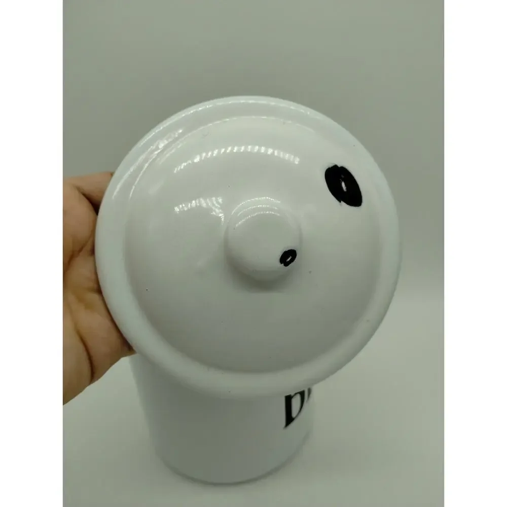 Vintage Looking White Enamel Bean Pot with Lid Farmhouse - Picture 5 of 9